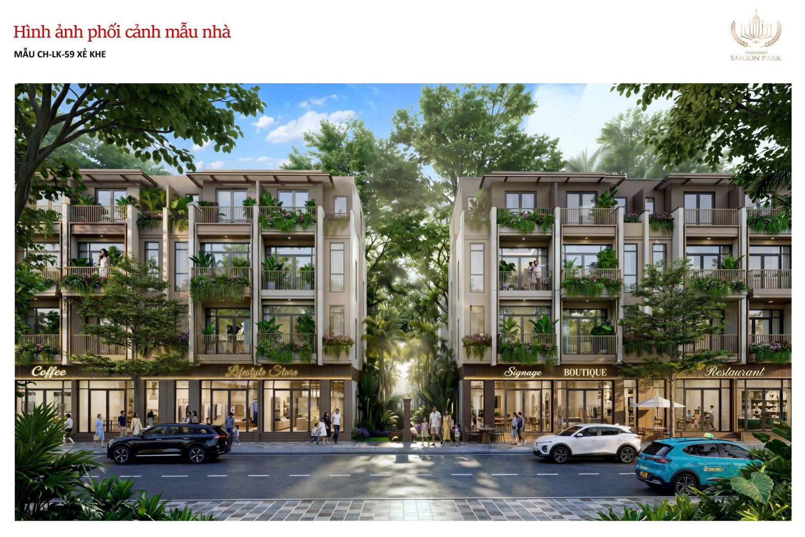 Thiết kế nhà phố Vinhomes Hóc Môn - phối cảnh 1